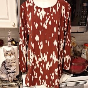 e Alfani Stretch 3/4 Sleeve Rust Color  Beautiful Top Size 2X.  EUC